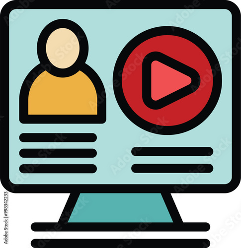 Cartoon style icon depicting the profile of an online video blogger, as shown on a computer screen