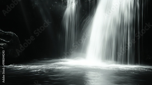 A Cascading Waterfall in a Dark and Mysterious Forest