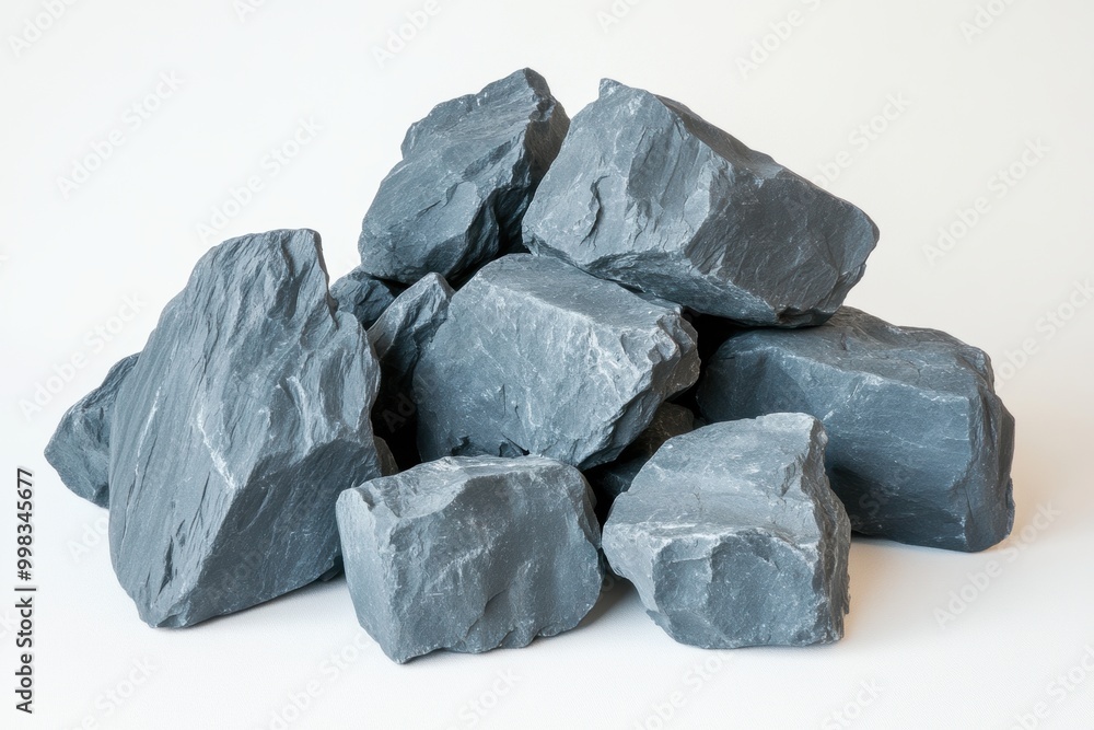 Natural rough slate stones on white background Natural rough slate stones on white background