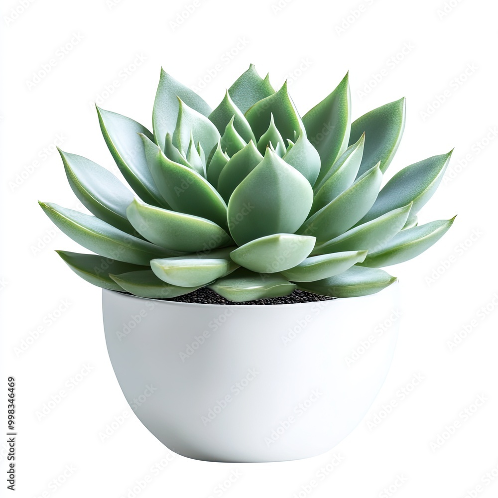 Isolated succulent plant in a pot, minimalistic design on a white background Isolated succulent plant in a pot, minimalistic design on a white background