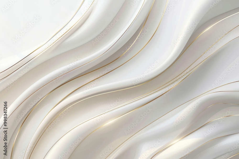 Obraz premium Modern minimal and clean white gold background with realistic line wave geometric circle shape . Elegant silver design for web, presentation, wallpaper. Vector graphic design banner pattern template