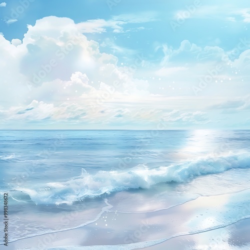 Beautiful Blue Skies with Nature, Bright Moon ,Cloud ,Beach scenery, Tree, night -Anime concept Background