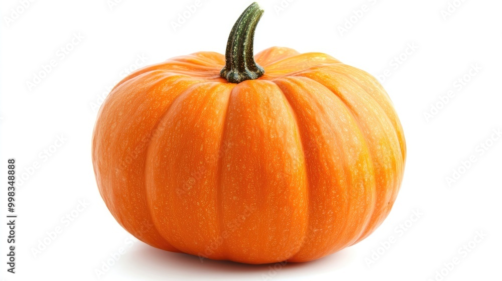Isolated orange pumpkin with green stem Isolated orange pumpkin with green stem