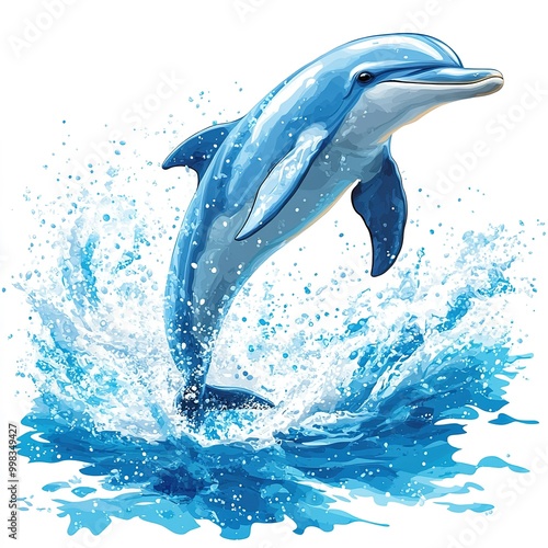 Wallpaper Mural A dolphin is leaping out of the water, with its mouth open Torontodigital.ca