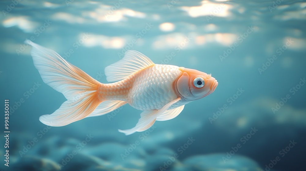 A fish swimming in the ocean with a blue background A fish swimming in the ocean with a blue background