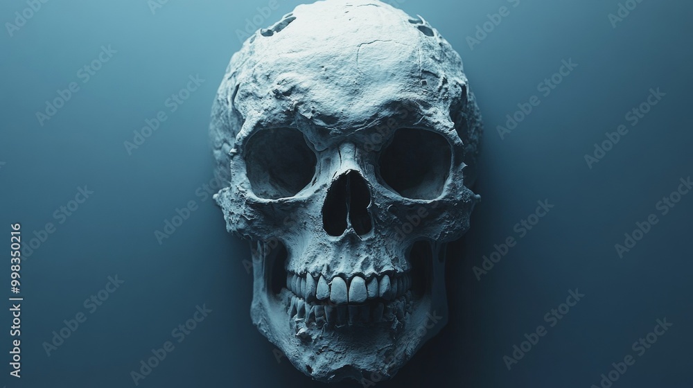 A skull with a blue background A skull with a blue background