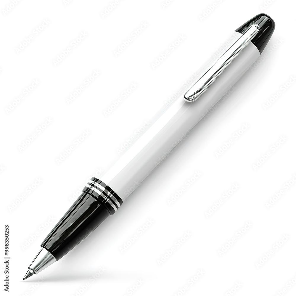 A pen with a black tip and a white body A pen with a black tip and a white body