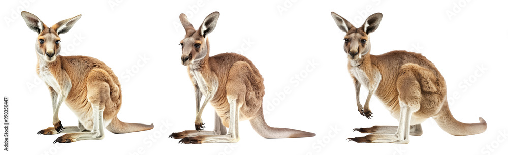 Dynamic Poses of Kangaroos Isolated on Transparent Background Dynamic Poses of Kangaroos Isolated on Transparent Background