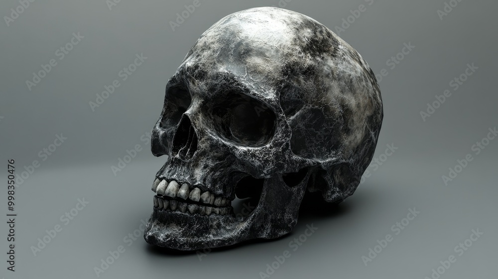 A skull with a black and white color scheme A skull with a black and white color scheme