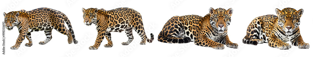 Realistic Set of Leopards Isolated on Transparent Background Realistic Set of Leopards Isolated on Transparent Background