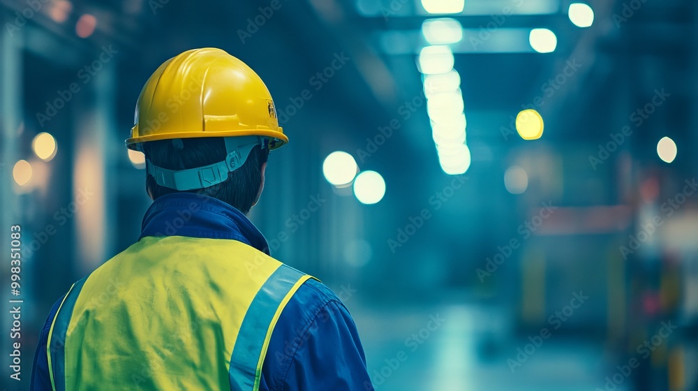 Focused and Safe: A Dedicated Factory Worker in a Dynamic Industrial Environment with Blurred Background Focused and Safe: A Dedicated Factory Worker in a Dynamic Industrial Environment with Blurred Background