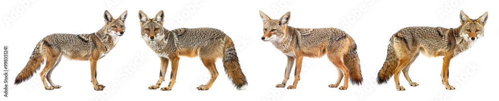 Collection of Isolated Coyotes in Various Poses on Transparent Background Collection of Isolated Coyotes in Various Poses on Transparent Background