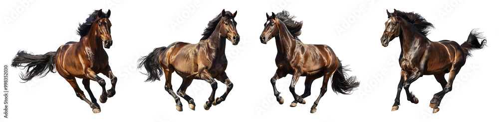 Set of Galloping Horses Isolated on Transparent Background Set of Galloping Horses Isolated on Transparent Background