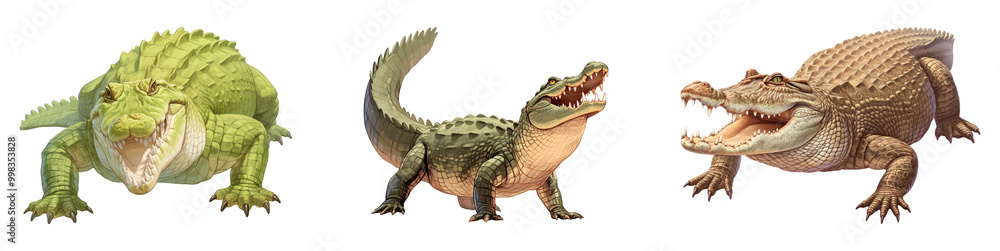 Detailed Collection of Cartoon Crocodile Illustrations Isolated on Transparent Background Detailed Collection of Cartoon Crocodile Illustrations Isolated on Transparent Background