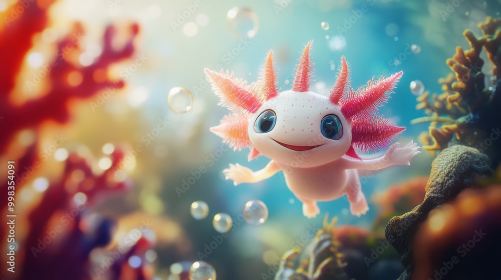 Cute Axolotl Underwater Cute Axolotl Underwater