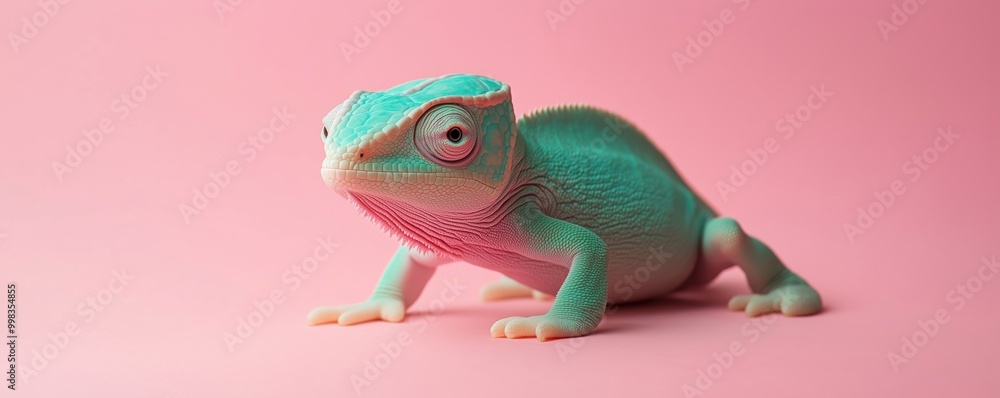 Colorful chameleon on a pink background, showcasing vibrant hues and striking details in a minimalist setting. Colorful chameleon on a pink background, showcasing vibrant hues and striking details in a minimalist setting.