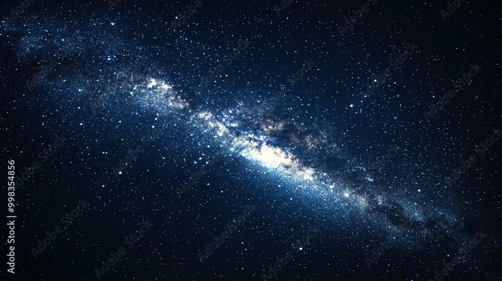 Milky Way, starry expanse, glowing galactic core, 3D illustration Milky Way, starry expanse, glowing galactic core, 3D illustration