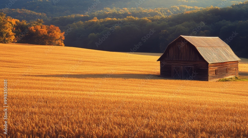 Late Afternoon Glow Over a Barn and Wheat Field Late Afternoon Glow Over a Barn and Wheat Field