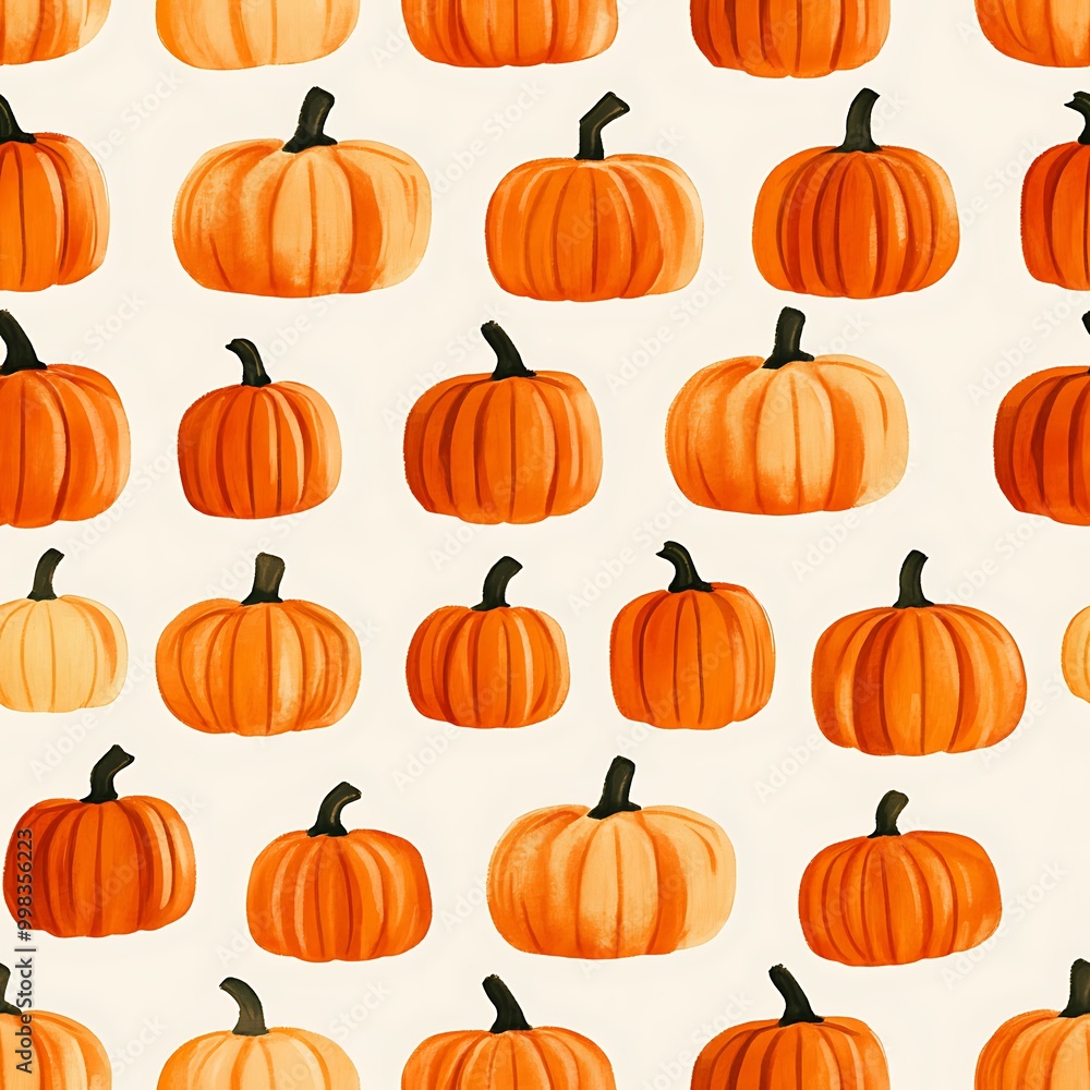 Vibrant pumpkin pattern showcasing a variety of shapes and sizes for autumn decoration Vibrant pumpkin pattern showcasing a variety of shapes and sizes for autumn decoration