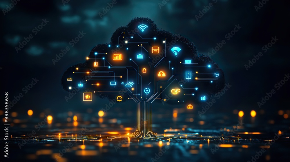 A concept showcasing the global online internet network and the Internet of Things (IoT) in cyberspace. A concept showcasing the global online internet network and the Internet of Things (IoT) in cyberspace.