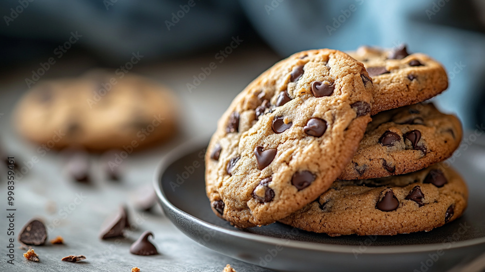Celebrate National Cookie Day with a delicious stack of chocolate chip cookies on a plate Celebrate National Cookie Day with a delicious stack of chocolate chip cookies on a plate