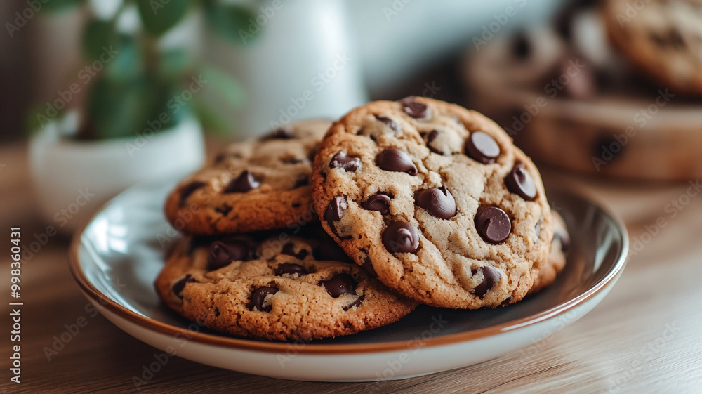 Delicious chocolate chip cookies on a plate, perfect for celebrating National Cookie Day Delicious chocolate chip cookies on a plate, perfect for celebrating National Cookie Day