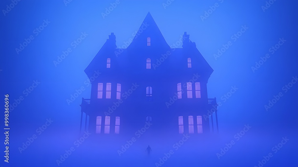 Mysterious Victorian Mansion with Glowing Windows Mysterious Victorian Mansion with Glowing Windows