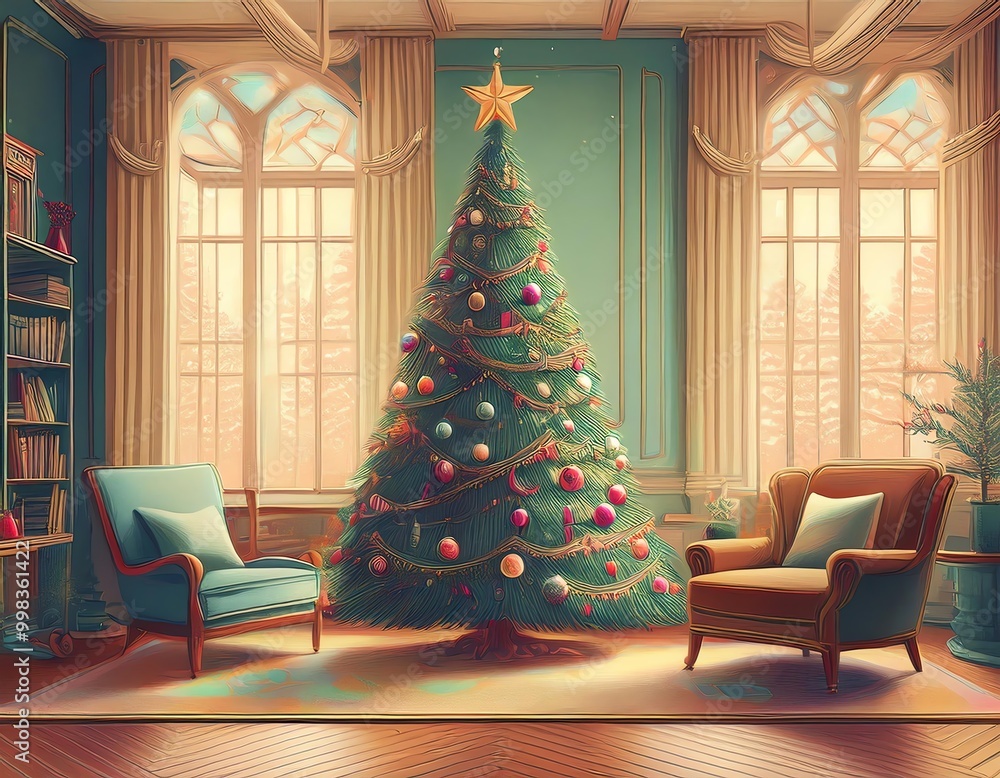 Fototapeta premium Retro christmas tree