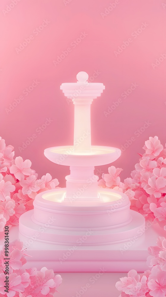 Surreal Glowing Fountain of Youth in Pink Ambience Surreal Glowing Fountain of Youth in Pink Ambience