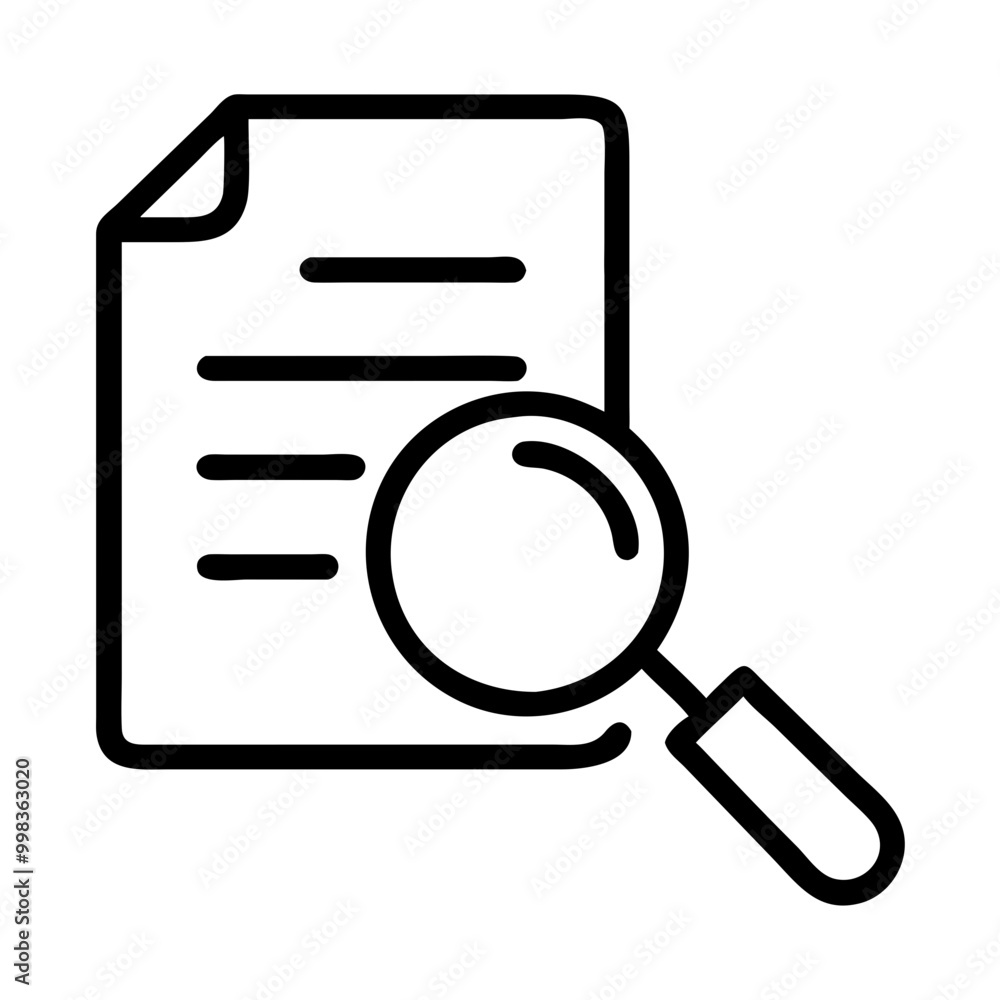 Audit icon representing analytics and document review with a magnifying glass Audit icon representing analytics and document review with a magnifying glass
