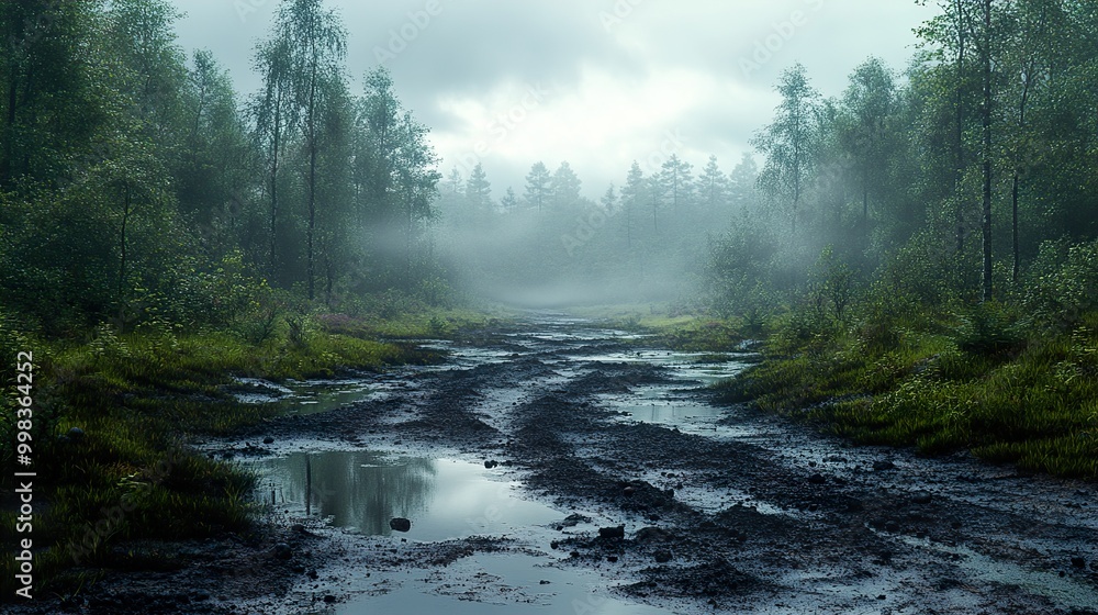 Misty Forest Path: Tranquil Landscape Photography Misty Forest Path: Tranquil Landscape Photography