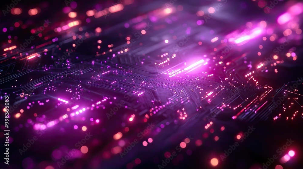 A futuristic background features a purple technology pattern with abstract designs. A futuristic background features a purple technology pattern with abstract designs.