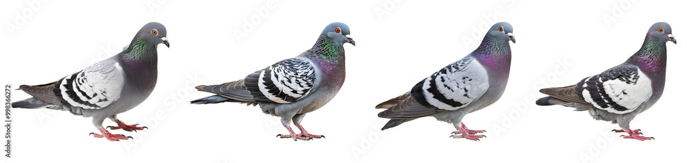 Collection of Realistic Pigeons on Transparent Background Collection of Realistic Pigeons on Transparent Background