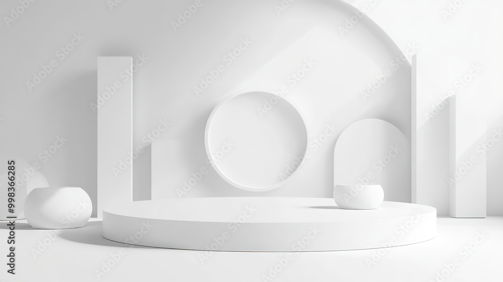 Stylish Minimalist White Background with Geometric Shapes for Modern Product Presentation. Clean and Contemporary Aesthetics in Interior Design Mockup with Copy Space. Stylish Minimalist White Background with Geometric Shapes for Modern Product Presentation. Clean and Contemporary Aesthetics in Interior Design Mockup with Copy Space.