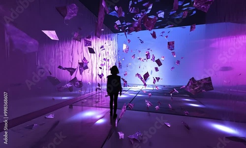 Person standing in an art installation