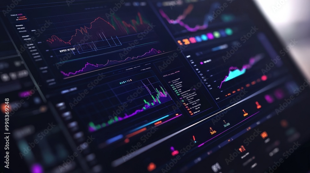 digital investment tracker displaying real-time updates on stocks and bonds. digital investment tracker displaying real-time updates on stocks and bonds.