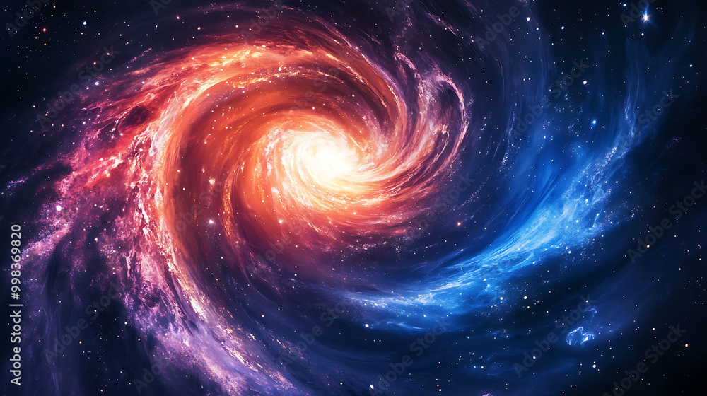 Colorful galaxy swirl with vibrant stars and cosmic clouds. Colorful galaxy swirl with vibrant stars and cosmic clouds.