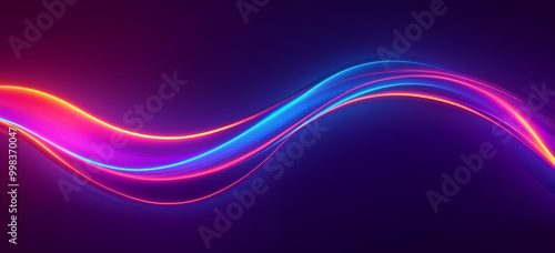 Neon trace lines background material on black background 