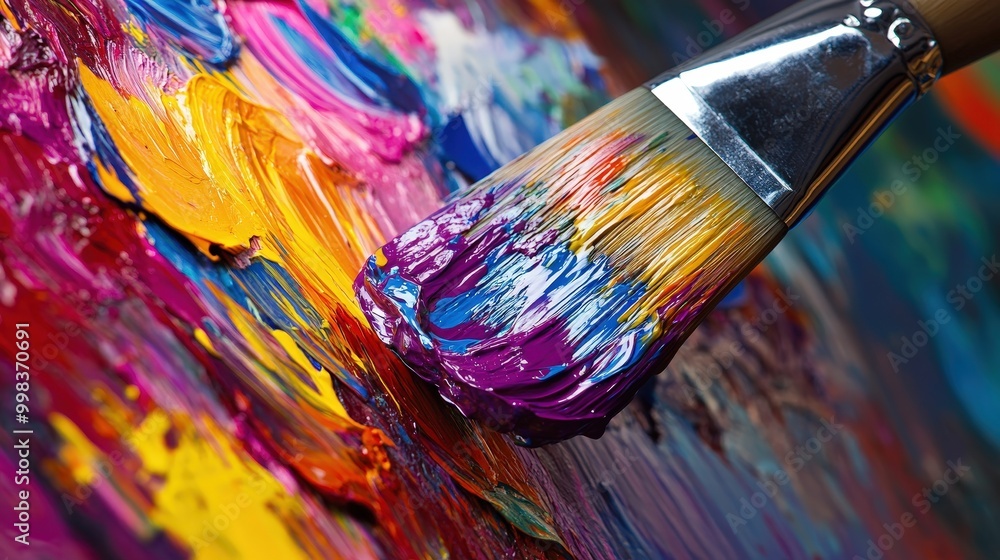 paintbrush with a fresh application of bright paint. paintbrush with a fresh application of bright paint.