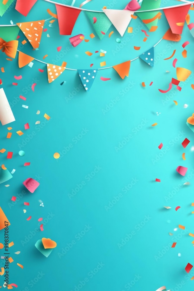 Fototapeta premium Hispanic Heritage Month lettering surrounded by flags and confetti flat design top view Latin American pride theme animation vivid