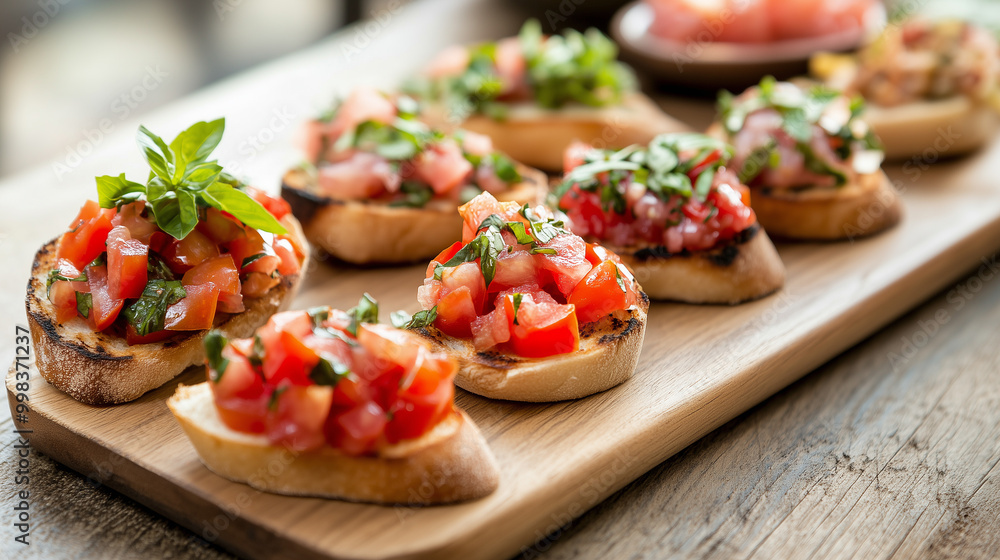 Elegant Bruschetta and Fresh Fish Tartare Presentation Elegant Bruschetta and Fresh Fish Tartare Presentation