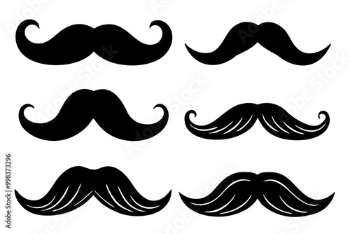 set of mustaches vector icons silhouette illustration black 