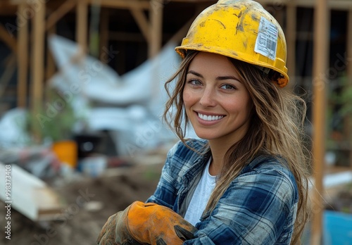 Woman Construction Worker Smiling photo