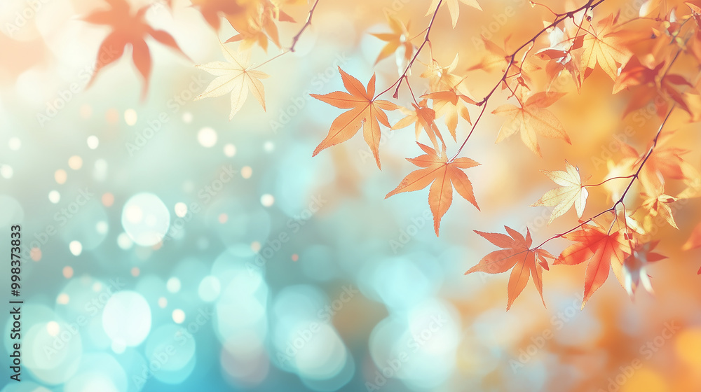 Beautiful Autumn Leaves Background with Bokeh Effect for Banners Beautiful Autumn Leaves Background with Bokeh Effect for Banners