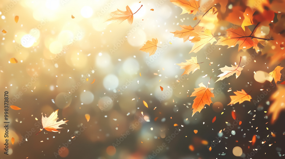 Fototapeta premium Beautiful Autumn Leaves Background with Bokeh Effect for Banners