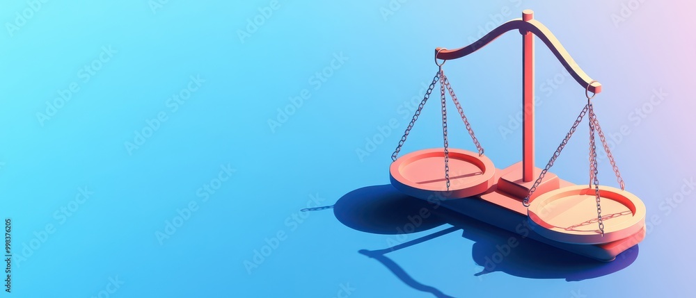 A digital illustration of a balanced scale symbolizing justice against a gradient background. A digital illustration of a balanced scale symbolizing justice against a gradient background.