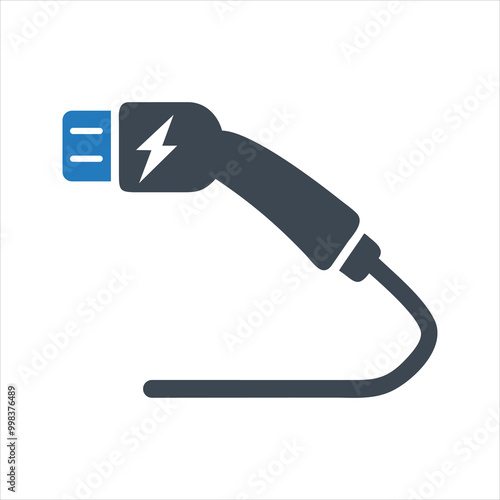 Electric vehicle charging cable icon. EV charger cable. Electric vehicle charging point. Car plug icon