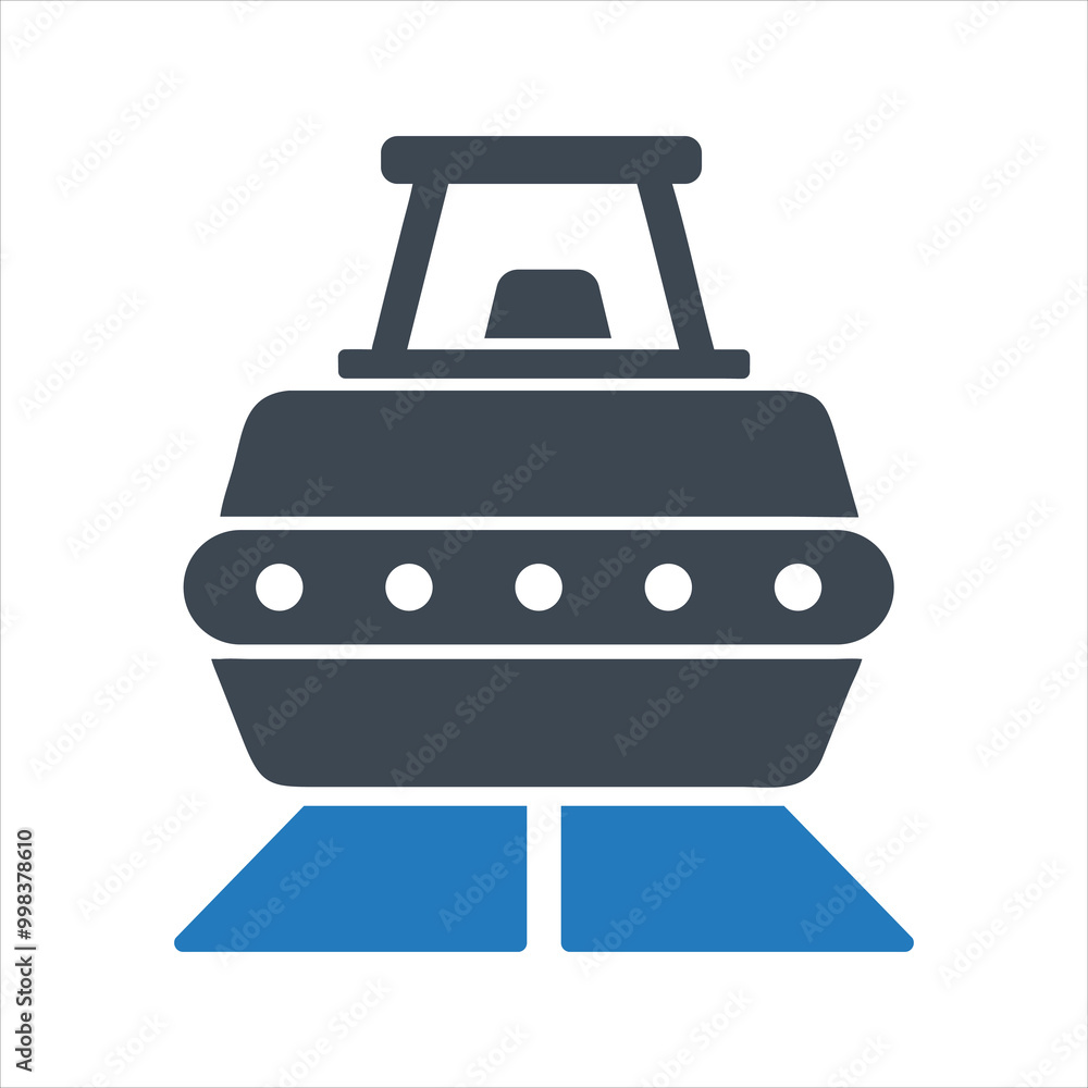 Road roller icon. Road works in progress icon Road roller icon. Road works in progress icon