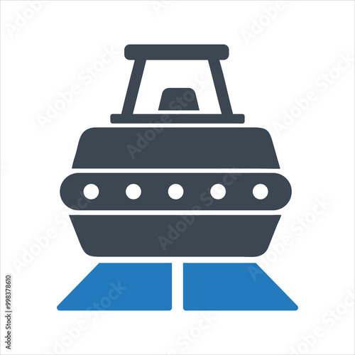 Road roller icon. Road works in progress icon