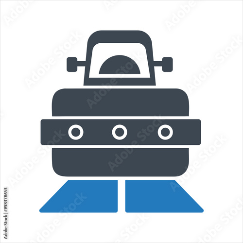 Road roller icon. Road works in progress icon